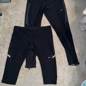 2 pair Nike Dri-Fit running pants and capris